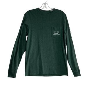 Vineyard Vines Long-Sleeve Vintage Whale Heather Pocket T-Shirt Green Mens XS